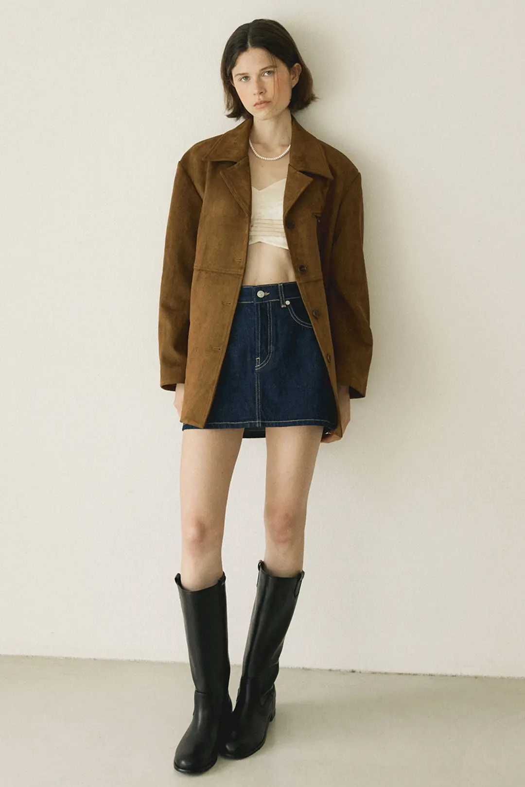 모어댄라이크 [12차]SUEDE HALF JACKET - BROWN 상품 이미지 1