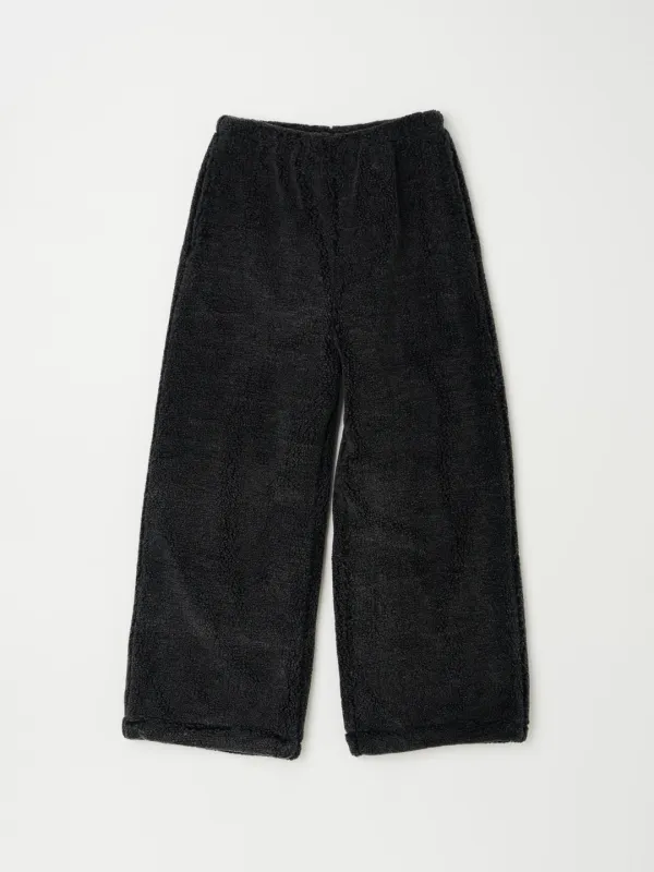 FLEECE WIDE-LEG PANTS IN BLACK