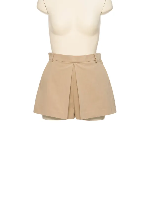 SS26 BEIGE PLEATED A-LINE SHORTS