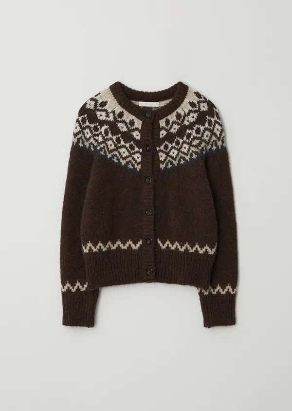 alpaca nordic knit cardigan-brown