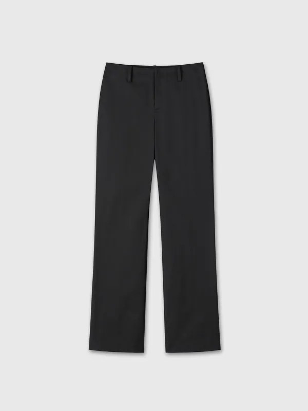 (W) COTTON STRAIGHT TROUSERS_ BLACK
