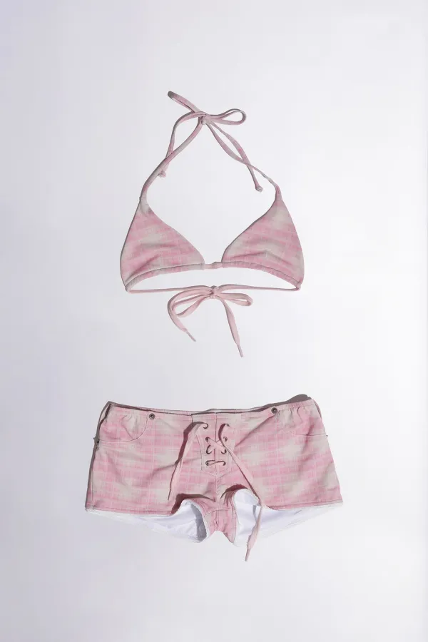 Ombre Plaid Microkini Pink