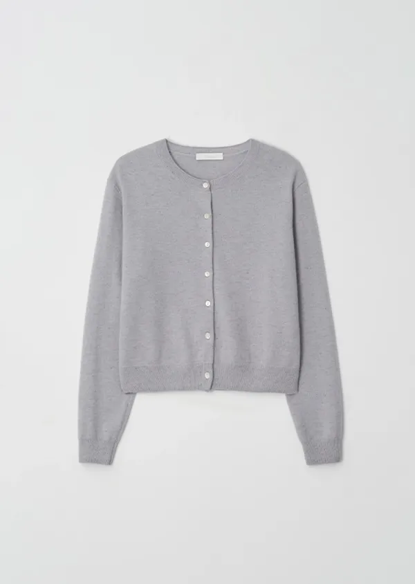 wool round neck knit cardigan-sky blue