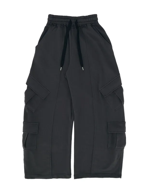 MOON WIDE CARGO SWEATPANTS CHARCOAL