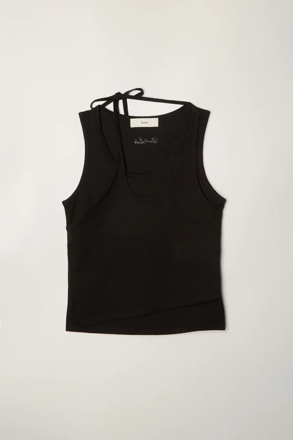 LAYERED SLEEVELESS TOP BLACK