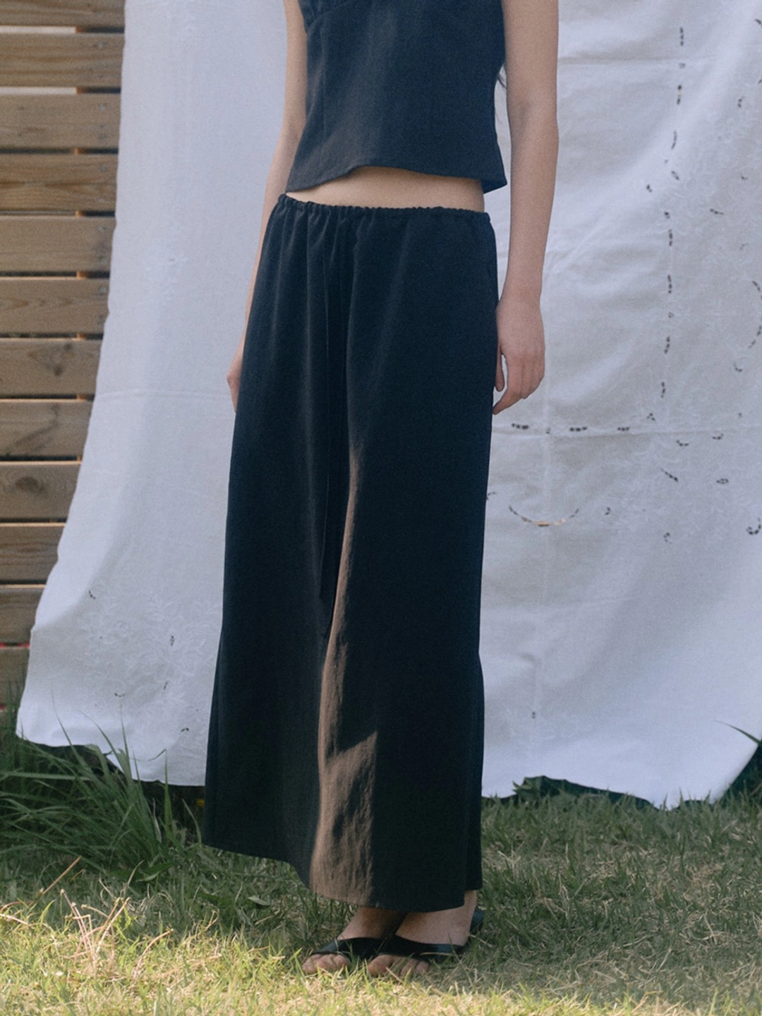 베이오드 Tencel string long skirt_black 상품 이미지 1