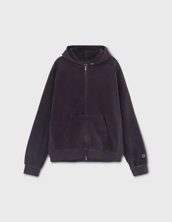VELOUR ZIP-UP HOODIE / Purple
