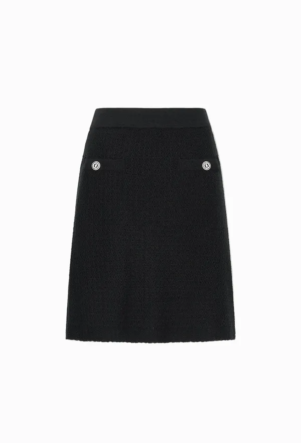 Annie Tweed Knit Skirt (Black)