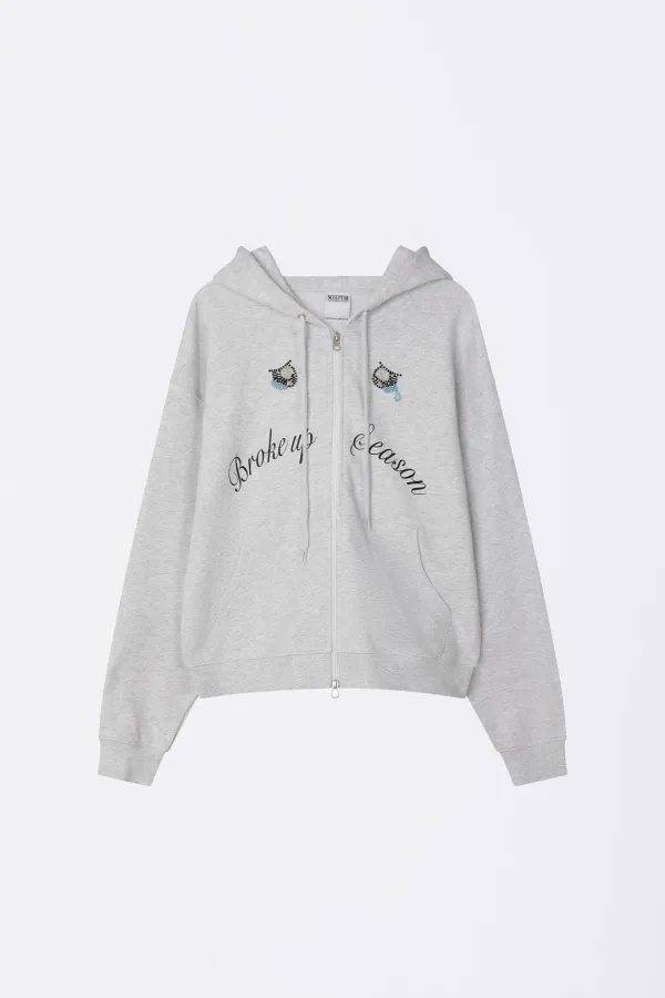 My Go To Hoodie Zip-Up White Melange