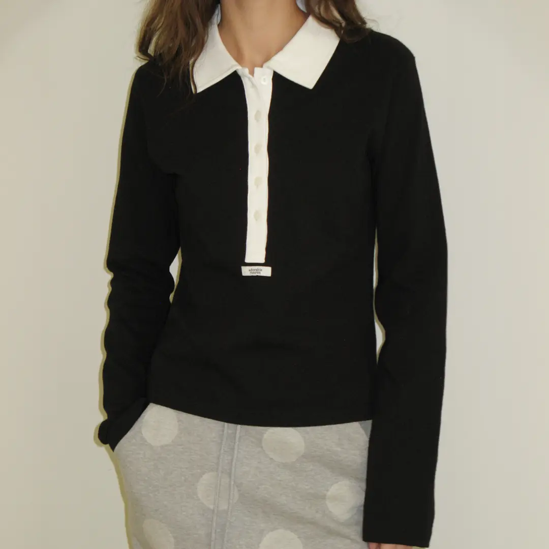 론론 HENRYNECK COLLAR SLIM LONG SLEEVE BLACK 상품 이미지 2