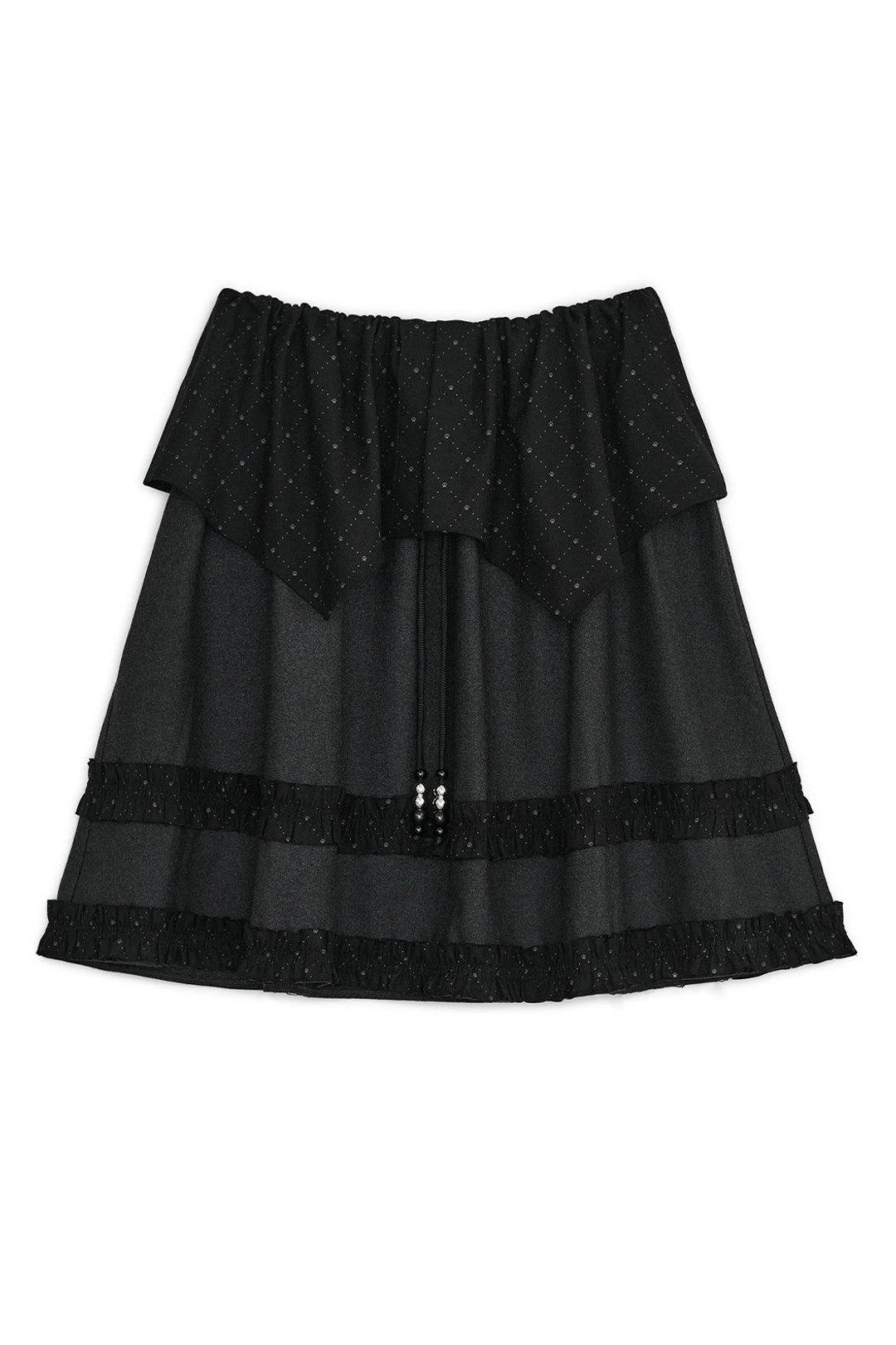 허그유어스킨 Argyle cape midi skirt (Black) 상품 이미지 1