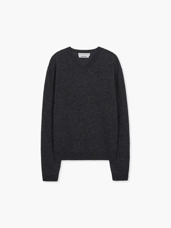FLORE V-NECK PULLOVER_charcoal