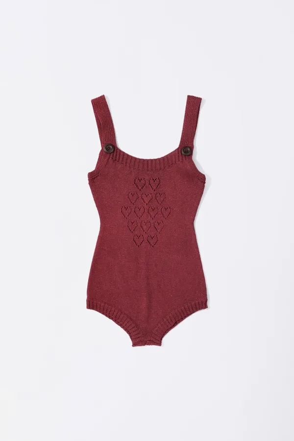 Overalls Knitted Bodysuit Red