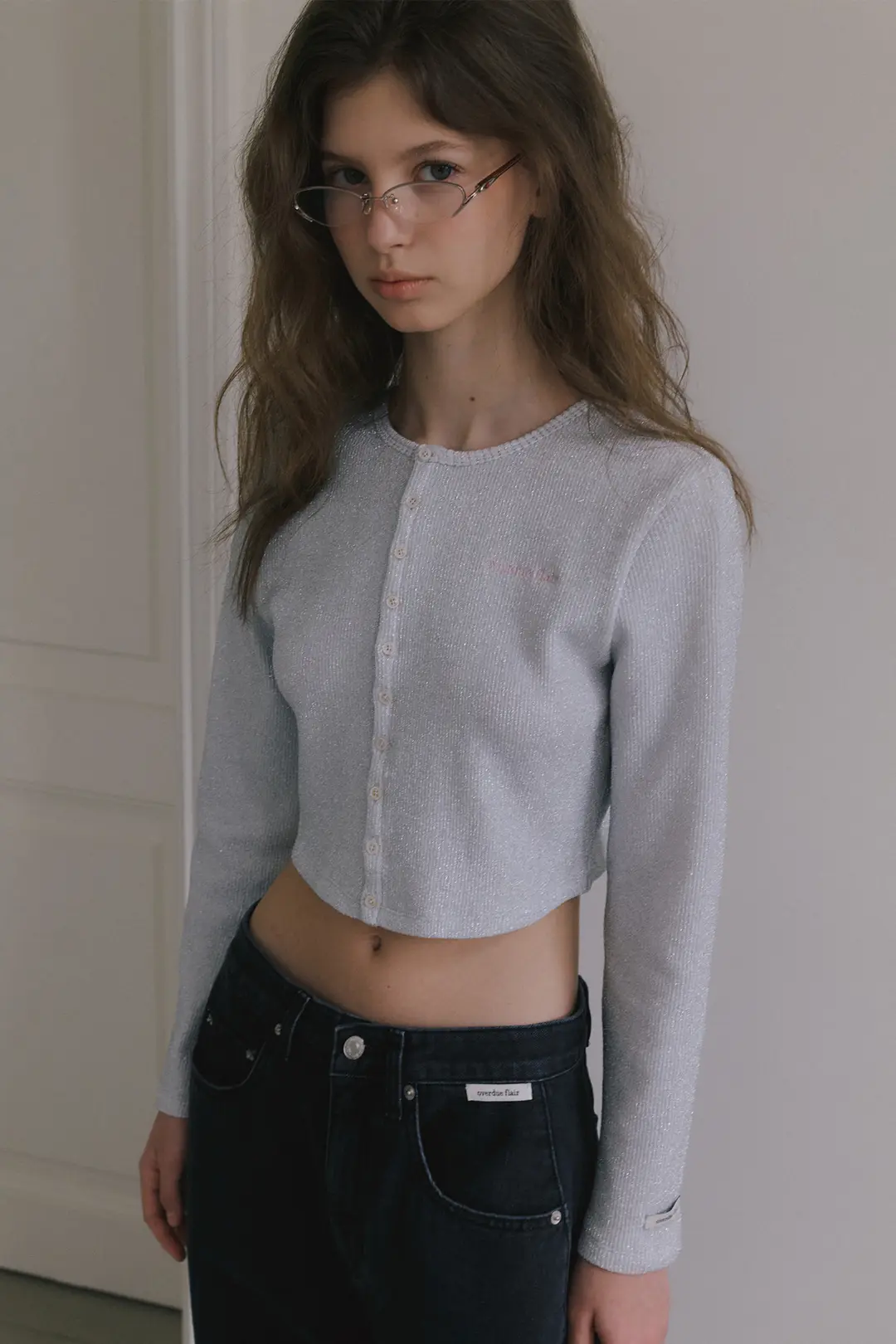 오버듀플레어 GLITTERY JERSEY CARDIGAN_METAL SILVER 상품 이미지 2