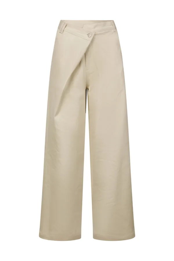 FOLDED WIDE PANTS (UNISEX) LIGHT BEIGE
