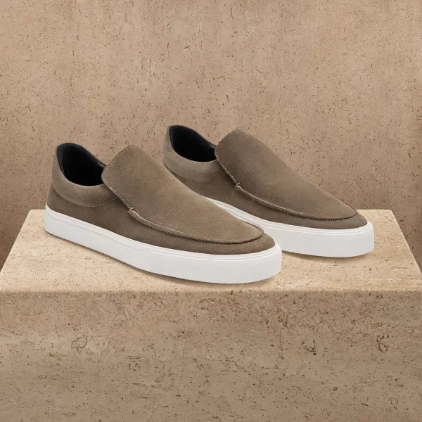 Men's Coastal Suede Slip On - Cement