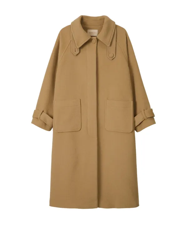 Nova Wool Balmacaan Coat-Camel