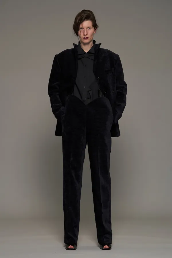 FW26 NAVY SCARF COLLAR SINGLE JACKET