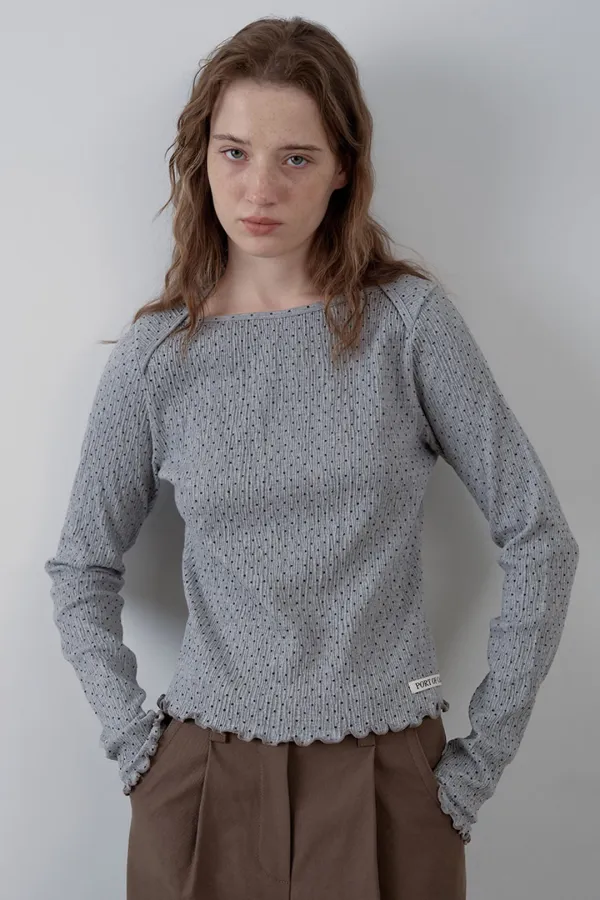[6차]molly dot boat-neck long sleeve_gray