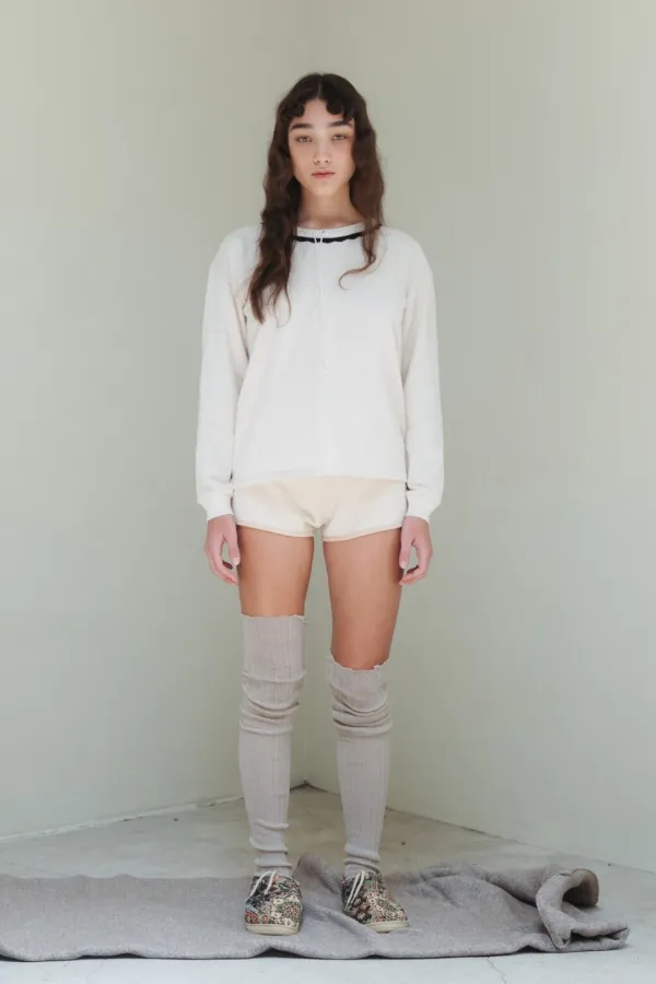 Via Lace strap sweat shirt (Ivory)