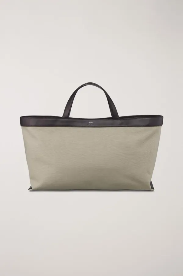 CANVAS LEATHER TOTE BAG BEIGE BROWN