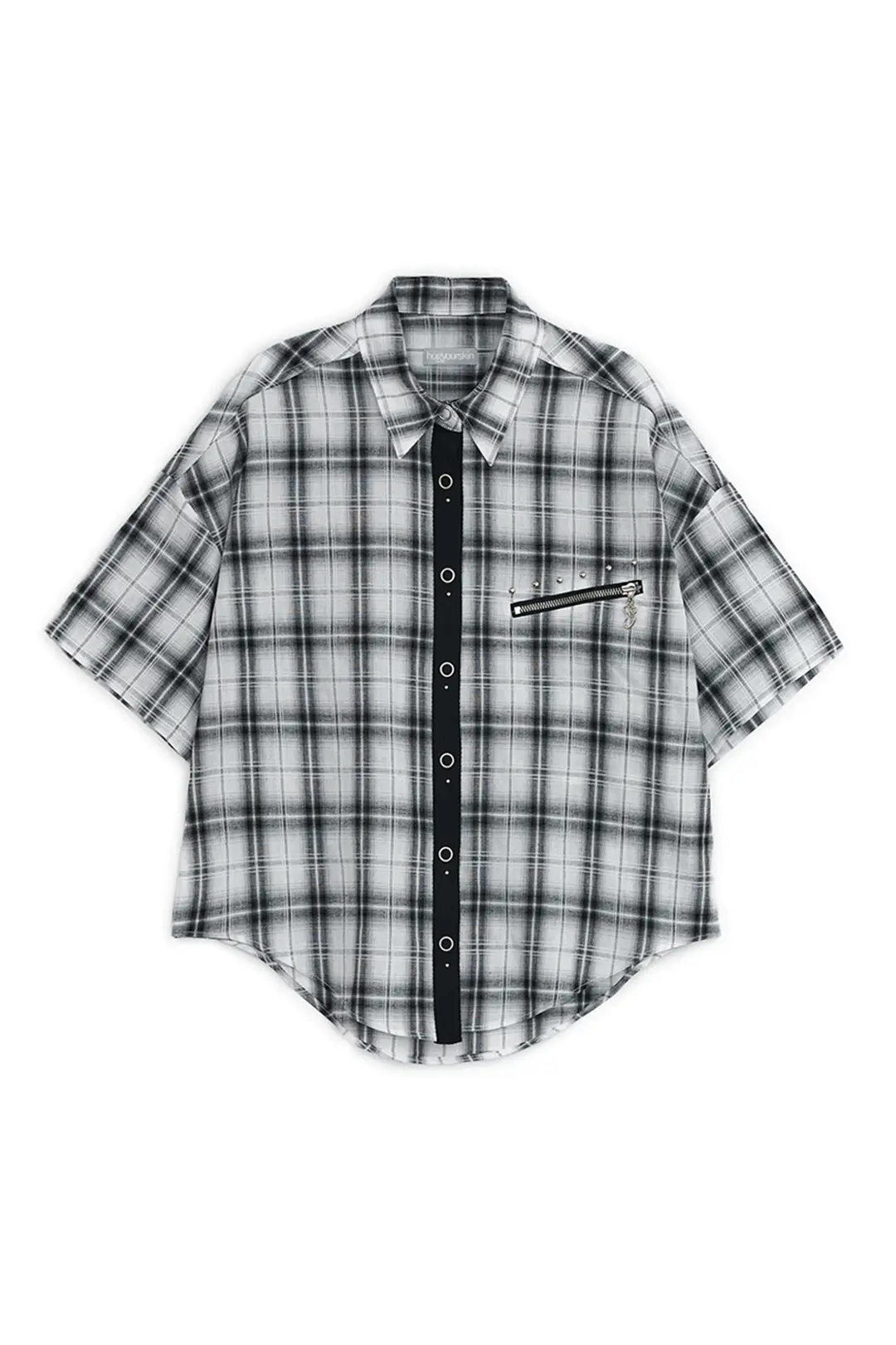 허그유어스킨 Studded check shirts (White) 상품 이미지 1