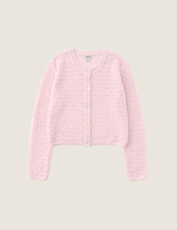 Swan Crochet Wool Cardigan (Light Pink)