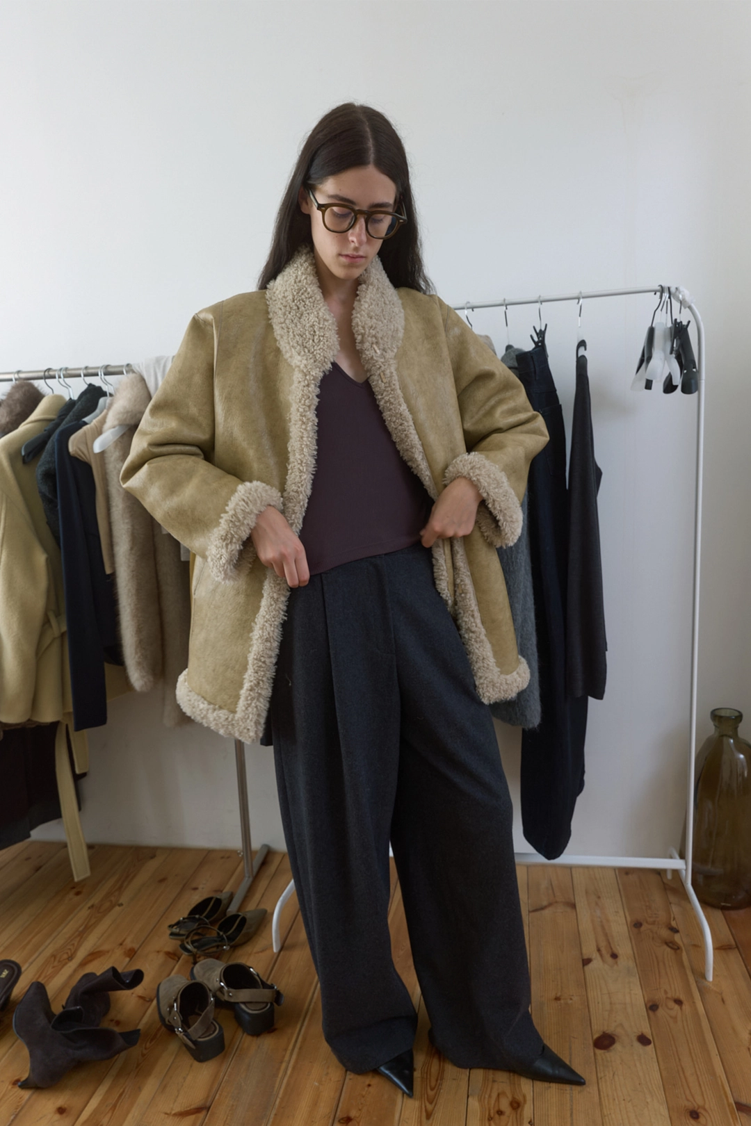 엔오르 WOOL BLEND ADJUSTABLE HEM PANTS - DARK GREY 상품 이미지 2