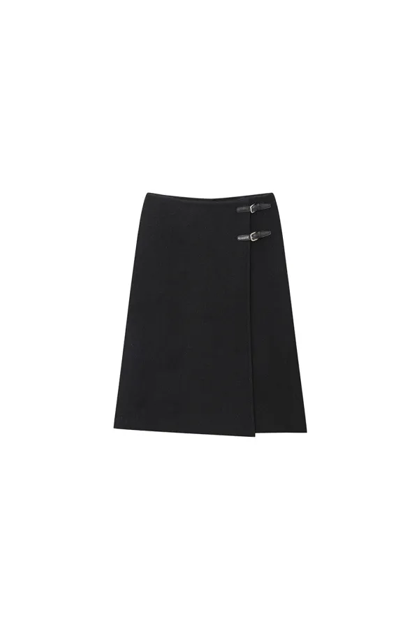 BUCKLE DETAILED SKIRT by HANDMADE [BLACK] - LE17SEPTEMBRE