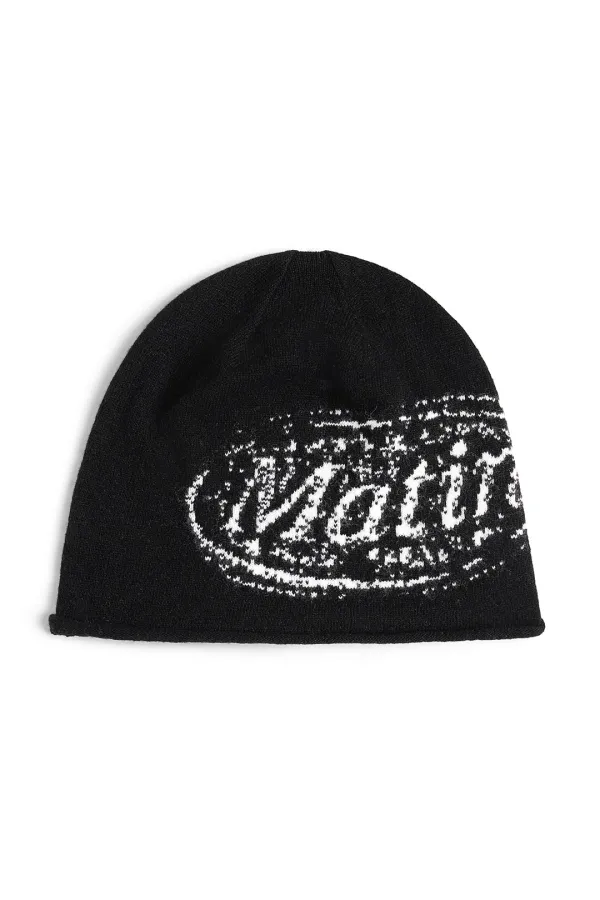 MATIN STAMP BEANIE IN BLACK