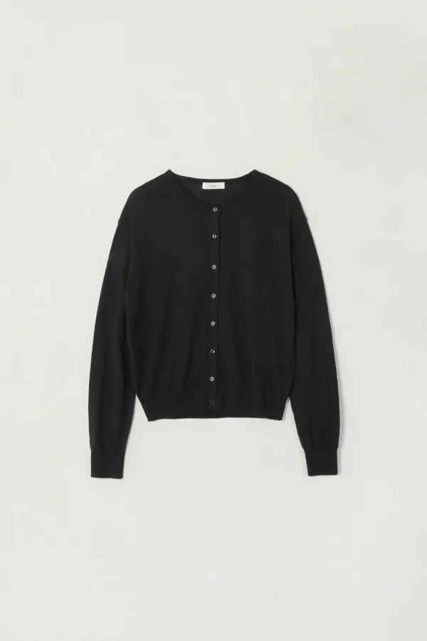 CLARA COTTON SILK CARDIGAN_BLACK