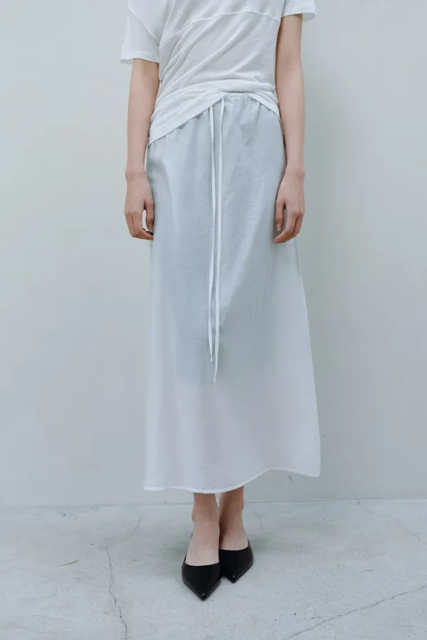 SHEER LONG SKIRT, WHITE