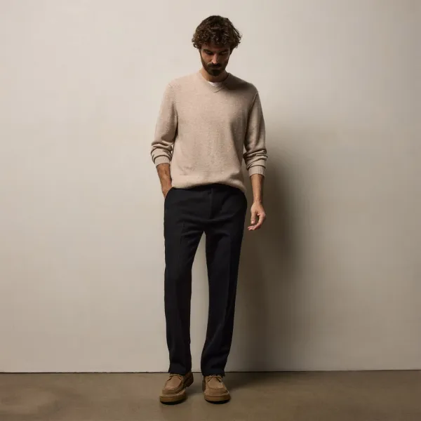 Wool Cashmere Flannel Pant - Black