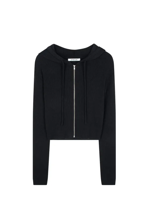 WOOL KNIT HOODIE ZIP-UP (ANTHRACITE)