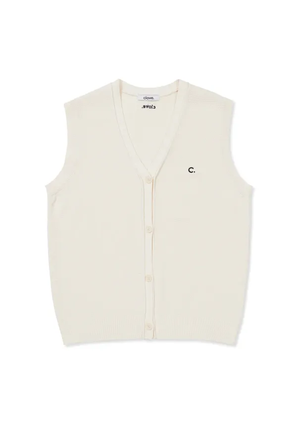 [24SS clove] Button-up Knit Vest (Cream)