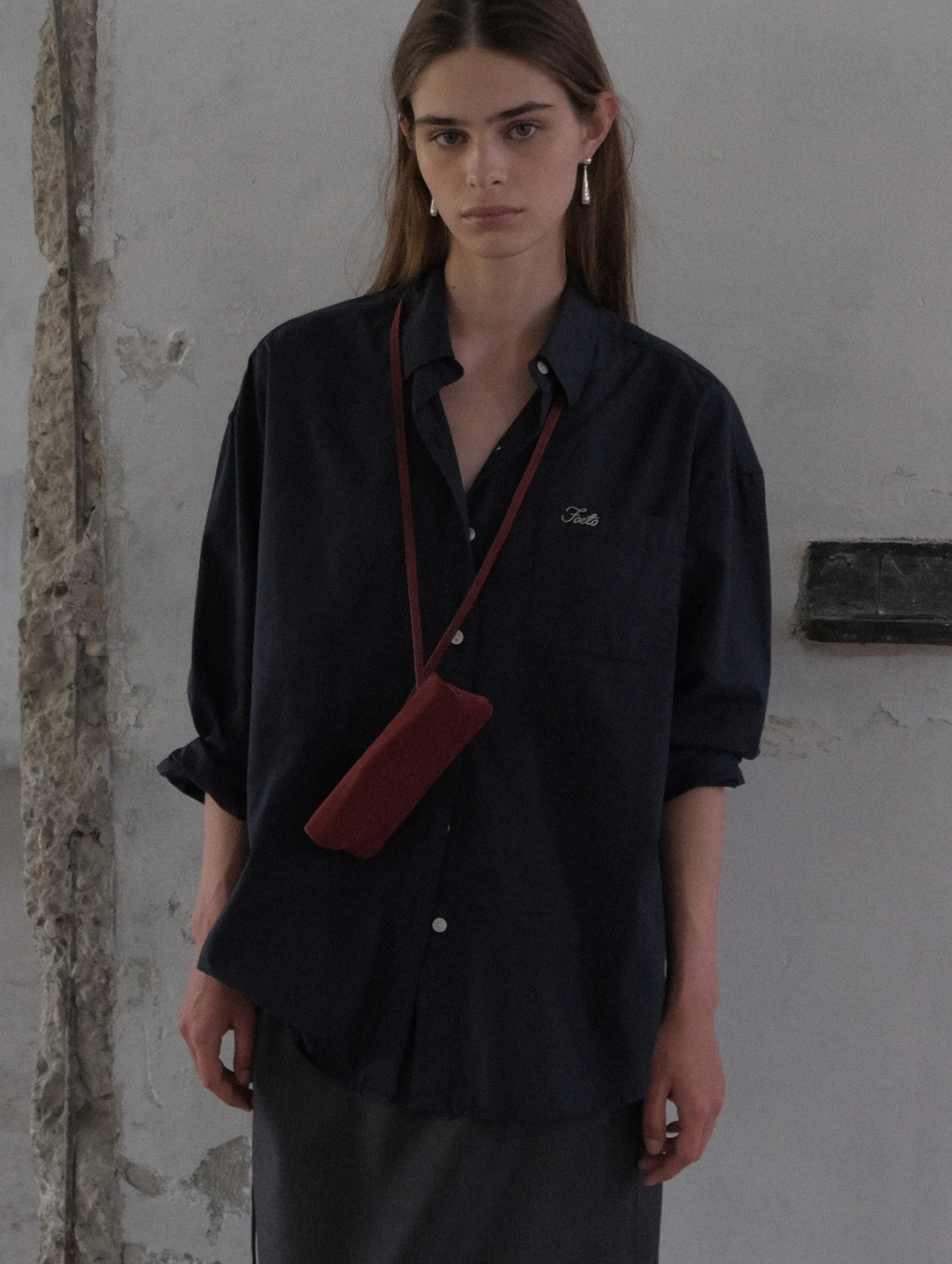 포에토 [2nd] Same oxford shirts (signiture line) - navy 상품 이미지 2