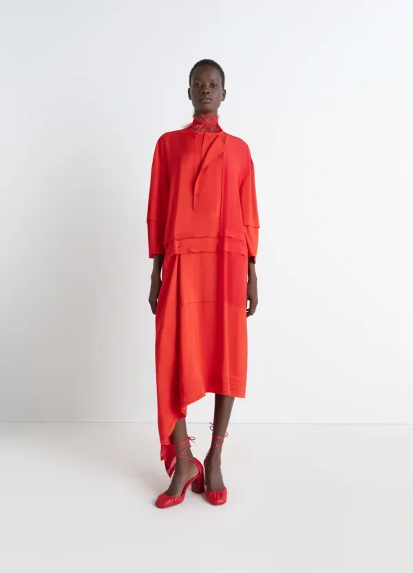 BLOUSE DRESS WITH PLEATS IN SILK