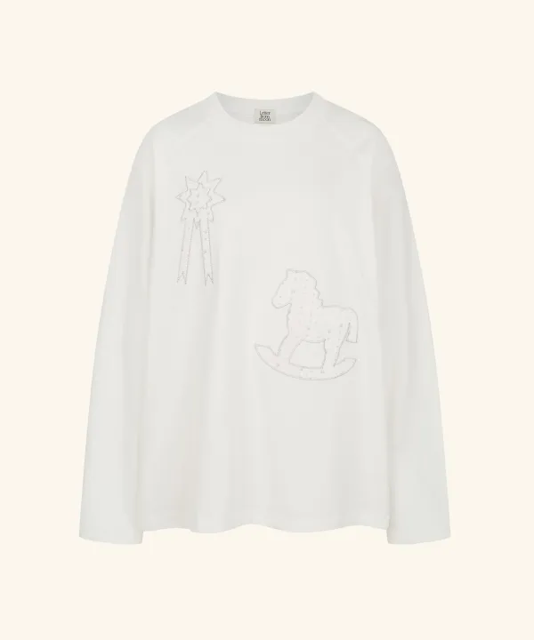 Pony Patchwork Long Sleeve ( White )