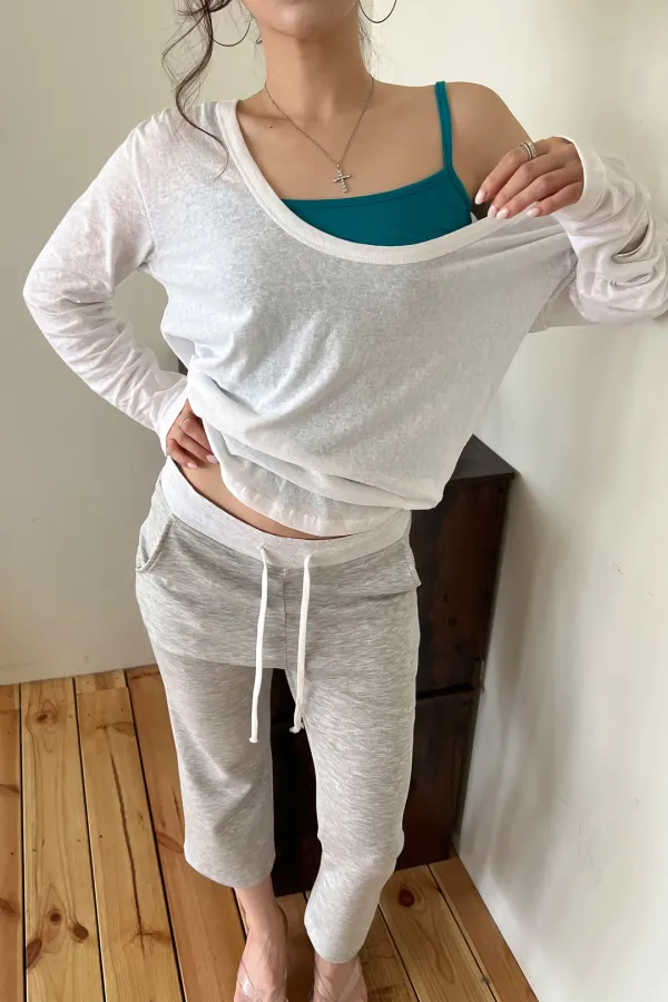 [L/V] Arlo Capri Pants (white melange)