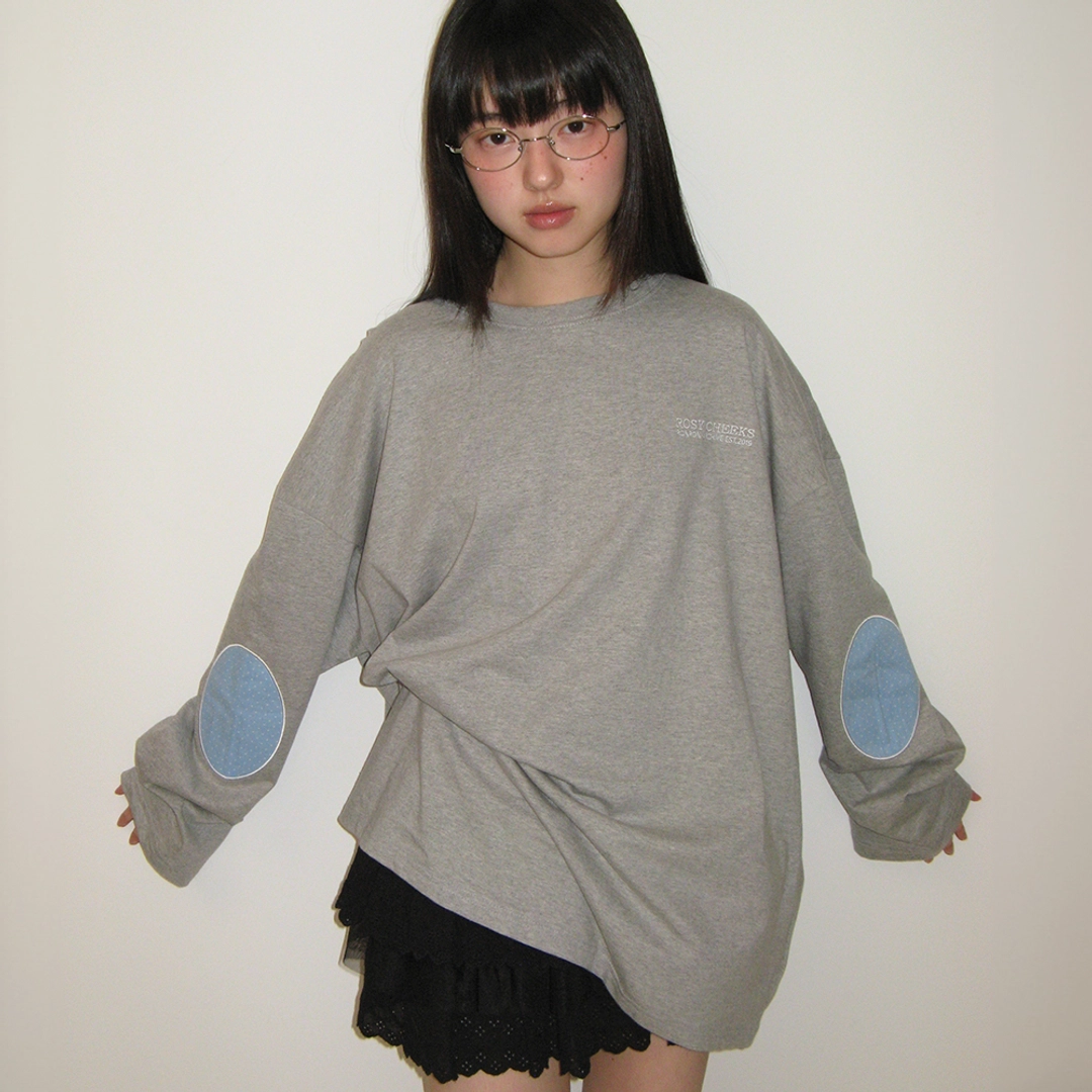론론 DOT ELBOW PATCH LONG SLEEVE GREY 상품 이미지 2