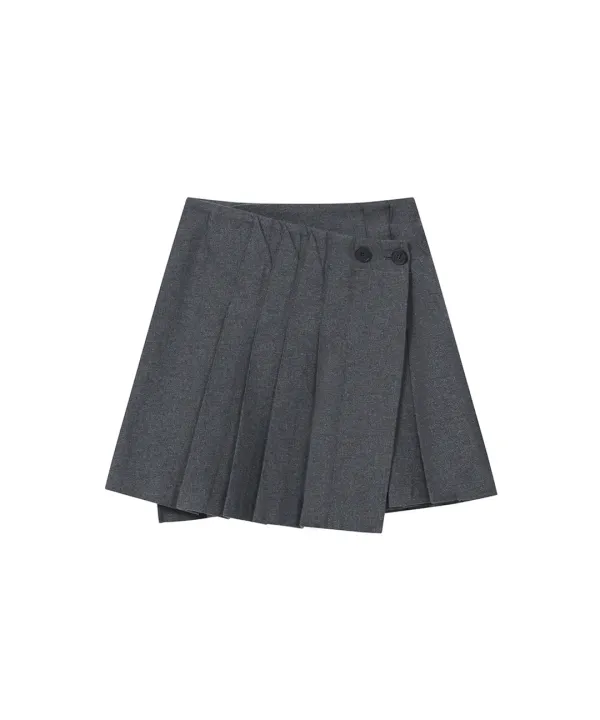Wabi origami pleats midi skirt DARK GREY