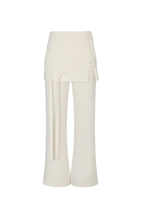 RUBY HOOK LAYERED PANTS cream