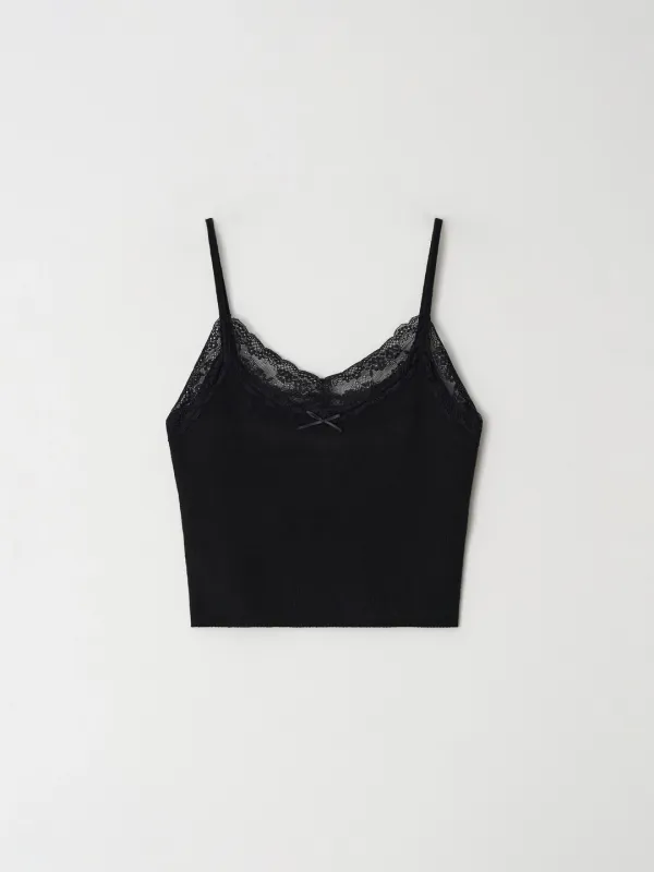 Lace Sleeveless Knit (Black)