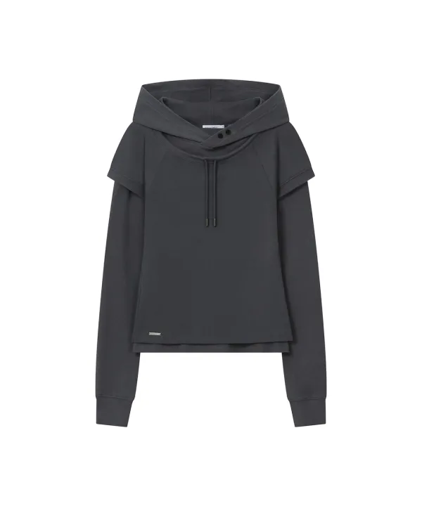 Raglan layered hoodie SET CHARCOAL