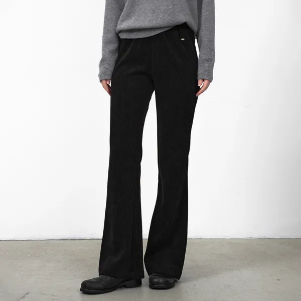 (PT-5725)WARM TEXTURE BANDING BOOTCUT PANTS