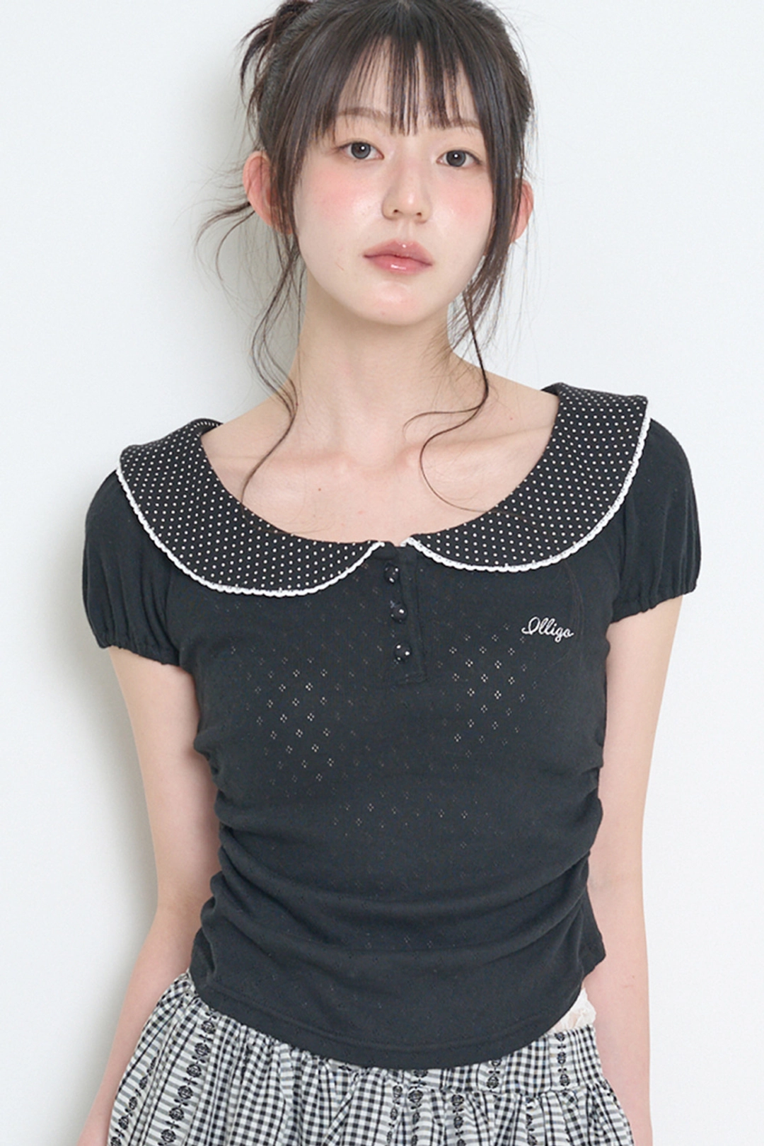 일리고 프티 퍼프 카라 티 블랙 상품 이미지 2