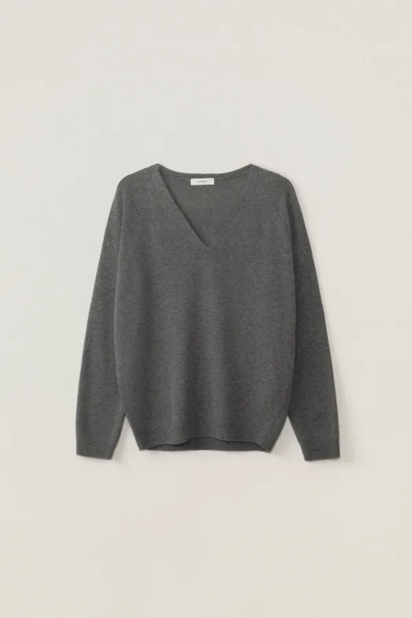 HOPE CASHMERE V-NECK KNIT_CHARCOAL