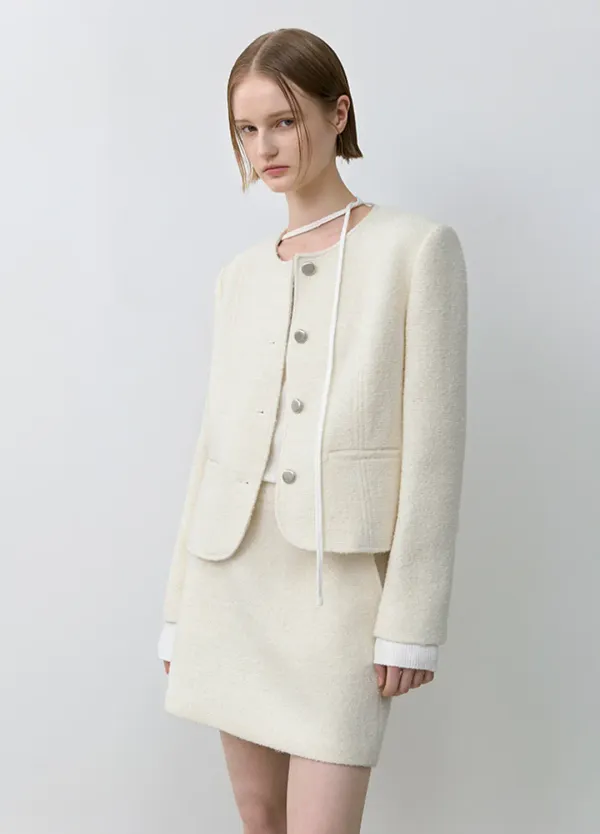 (SK-4998)SPRING BOUCLE SET-UP SKIRT