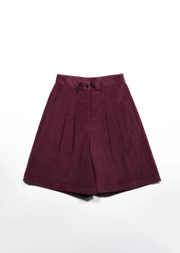 CORDUROY CULOTTE PANTS - BURGUNDY