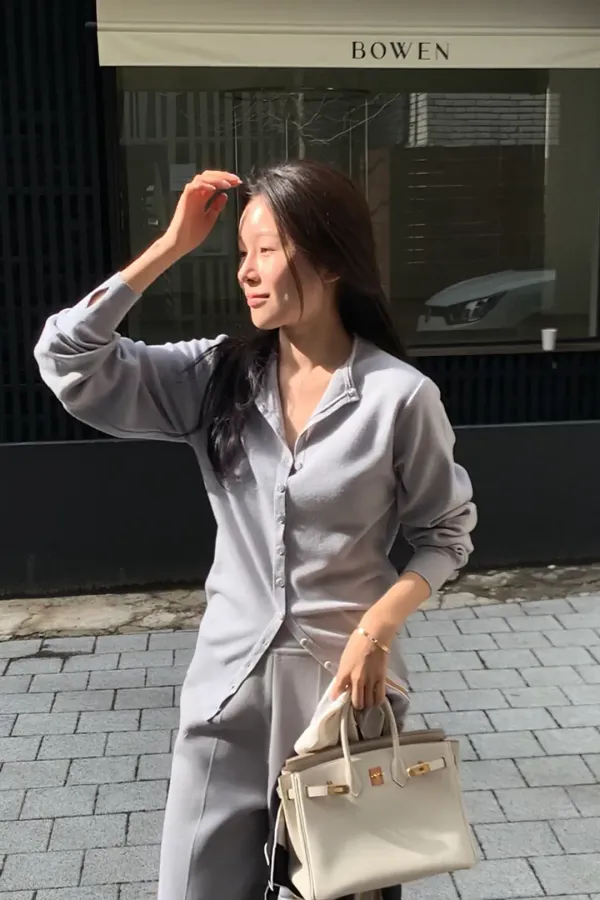 레이디 버튼 가디건